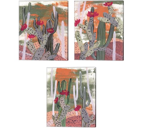 Desert Flowers 3 Piece Canvas Print Set by Melissa Wang