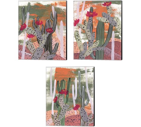 Desert Flowers 3 Piece Canvas Print Set by Melissa Wang