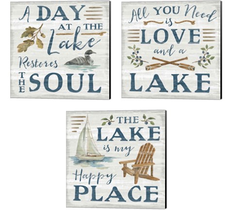 Lakeside Retreat 3 Piece Canvas Print Set by Silvia Vassileva