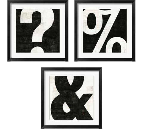 Punctuated Black Square 3 Piece Framed Art Print Set by Michael Mullan