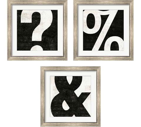 Punctuated Black Square 3 Piece Framed Art Print Set by Michael Mullan