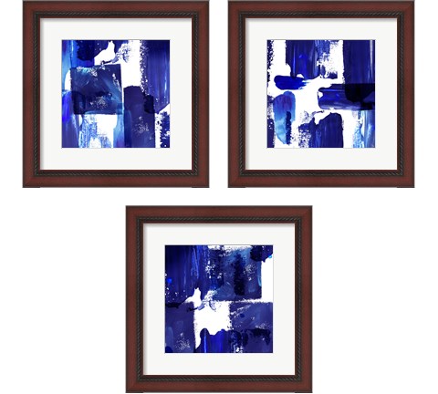 Indigo Abstract 3 Piece Framed Art Print Set by Northern Lights