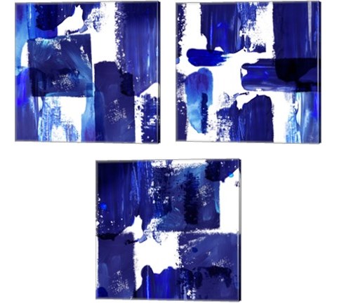 Indigo Abstract 3 Piece Canvas Print Set by Northern Lights