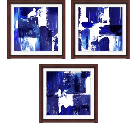 Indigo Abstract 3 Piece Framed Art Print Set by Northern Lights