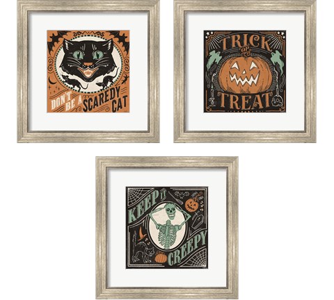 Scaredy Cats 3 Piece Framed Art Print Set by Janelle Penner