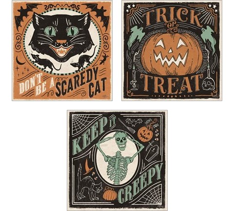Scaredy Cats 3 Piece Art Print Set by Janelle Penner