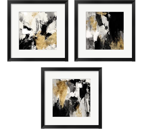 Neutral Gold Collage 3 Piece Framed Art Print Set by Victoria Borges