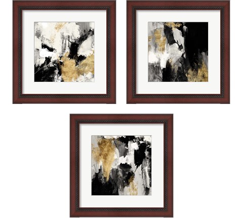 Neutral Gold Collage 3 Piece Framed Art Print Set by Victoria Borges