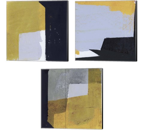 Black & Yellow 3 Piece Canvas Print Set by Bellissimo Art