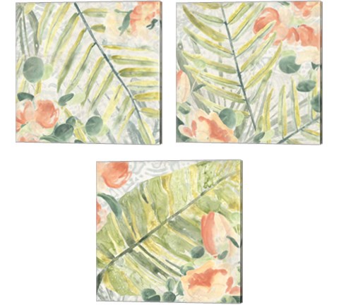 Palm Garden 3 Piece Canvas Print Set by June Erica Vess