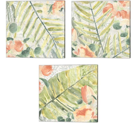 Palm Garden 3 Piece Canvas Print Set by June Erica Vess