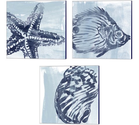 Ocean Study 3 Piece Canvas Print Set by June Erica Vess