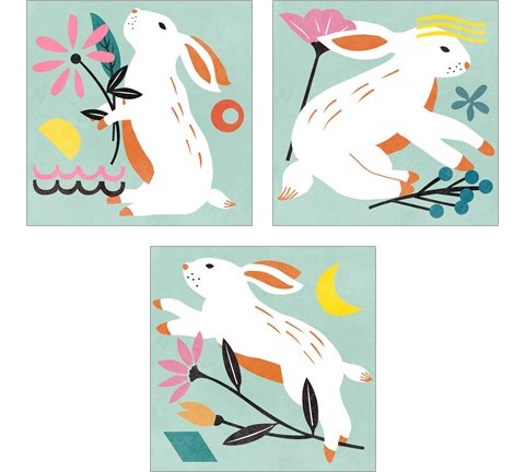 Easter Bunnies 3 Piece Art Print Set by Melissa Wang