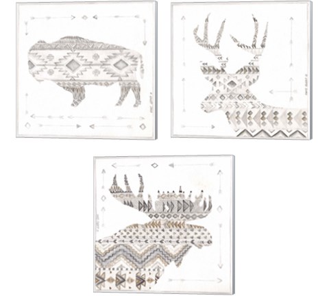 Patterned Forest Animal 3 Piece Canvas Print Set by Cindy Shamp