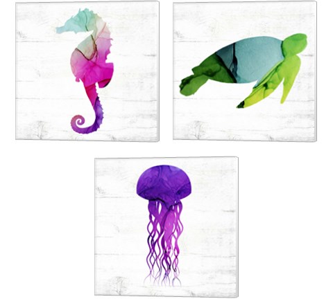 Jelly Fish & Friends 3 Piece Canvas Print Set by Valerie Wieners