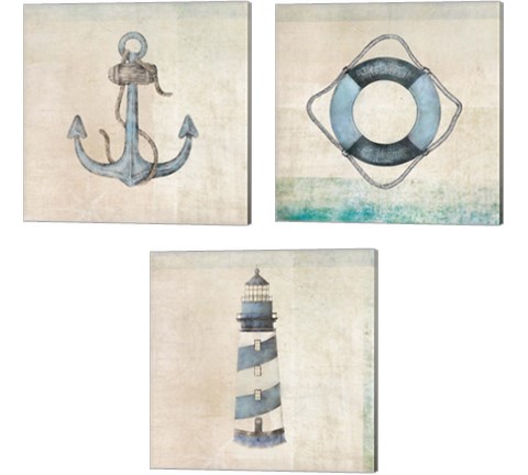 Blue Nautical 3 Piece Canvas Print Set by JMB Designs