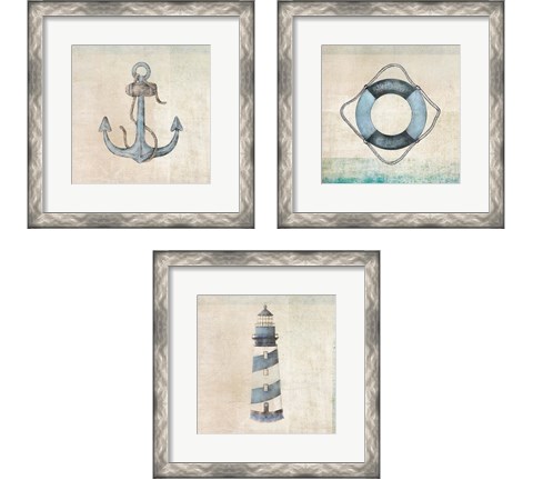Blue Nautical 3 Piece Framed Art Print Set by JMB Designs
