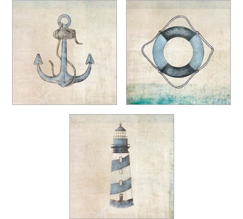 Blue Nautical 3 Piece Art Print Set by JMB Designs