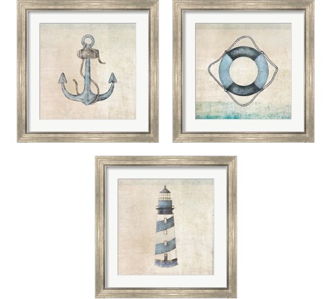 Blue Nautical 3 Piece Framed Art Print Set by JMB Designs