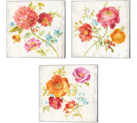 Full Bloom 3 Piece Canvas Print Set by Danhui Nai