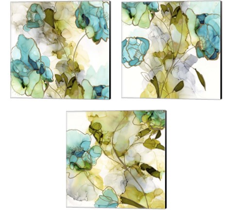 Flower Facets 3 Piece Canvas Print Set by Jennifer Goldberger
