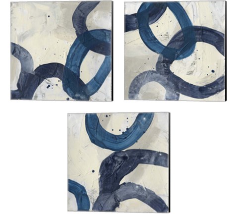 Blue System 3 Piece Canvas Print Set by June Erica Vess