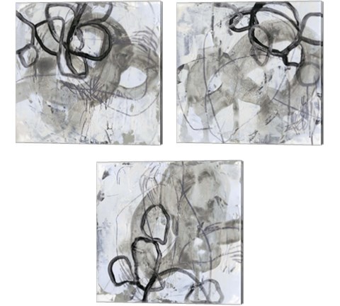 Neutral Swipe 3 Piece Canvas Print Set by June Erica Vess
