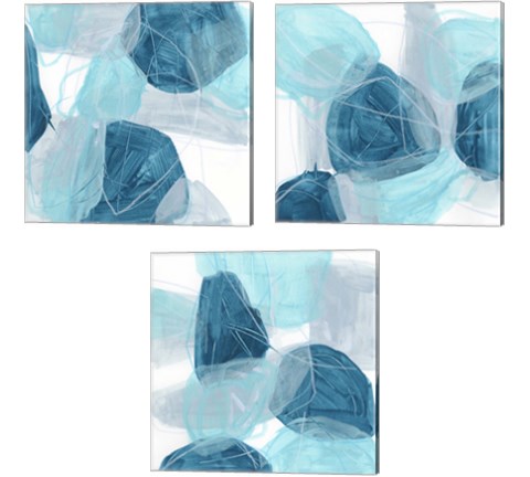 Blue Trance 3 Piece Canvas Print Set by June Erica Vess