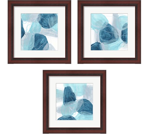 Blue Trance 3 Piece Framed Art Print Set by June Erica Vess