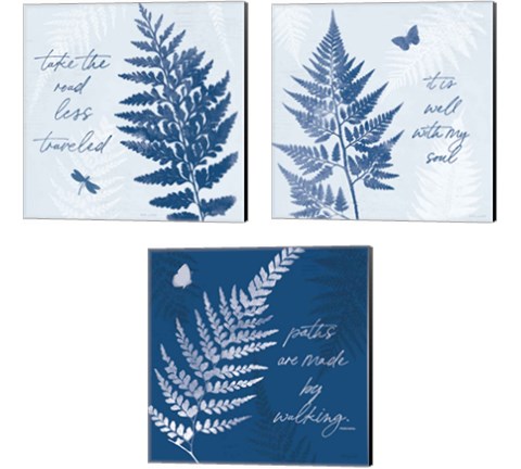 True Blue 3 Piece Canvas Print Set by Katie Pertiet