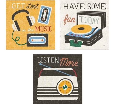 Retro Desktop 3 Piece Art Print Set by Michael Mullan