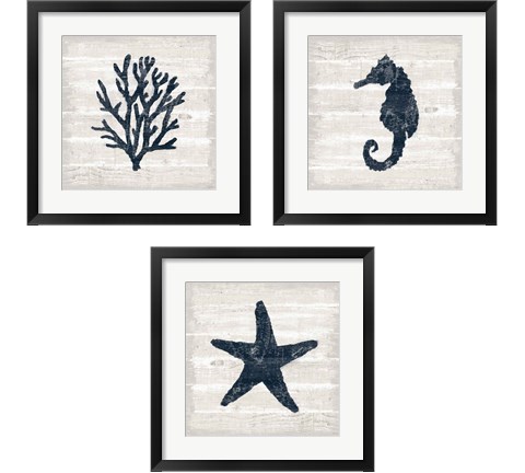 Driftwood Coast Blue 3 Piece Framed Art Print Set by Sue Schlabach