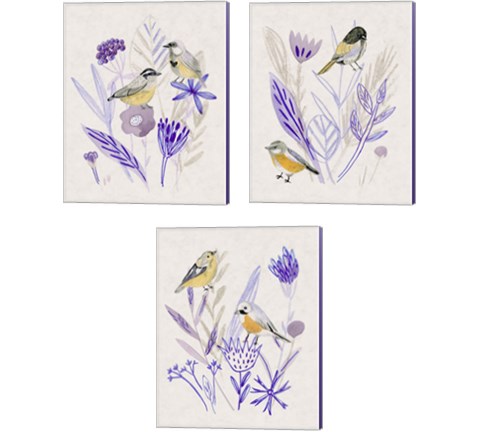 Meander in Violet 3 Piece Canvas Print Set by Melissa Wang