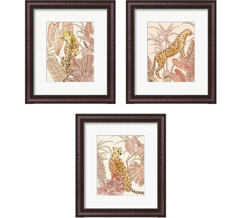 Blush Cheetah 3 Piece Framed Art Print Set by Annie Warren