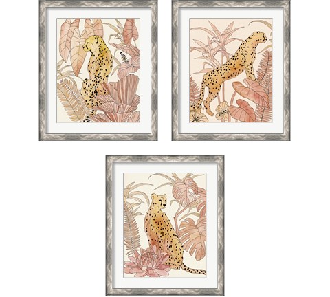 Blush Cheetah 3 Piece Framed Art Print Set by Annie Warren