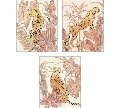Blush Cheetah 3 Piece Art Print Set by Annie Warren