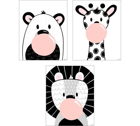 Black and White Kids Animals 3 Piece Art Print Set by Kyra Brown