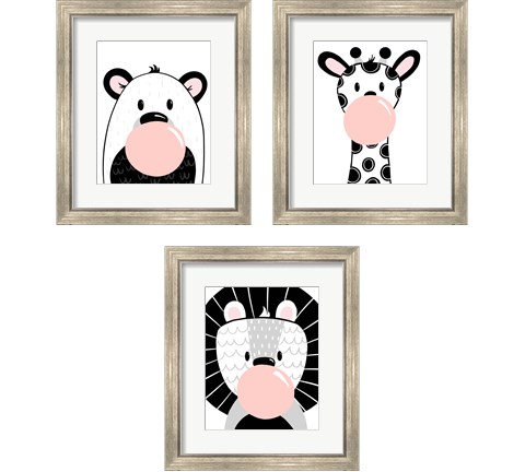 Black and White Kids Animals 3 Piece Framed Art Print Set by Kyra Brown