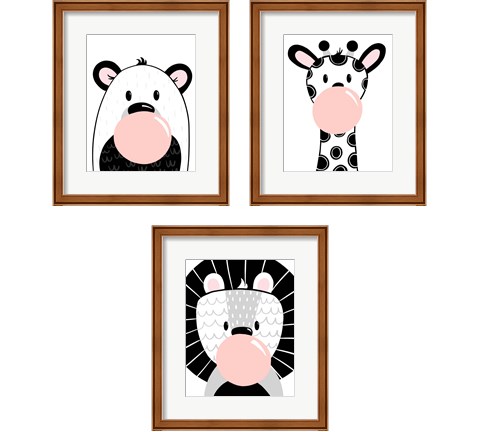 Black and White Kids Animals 3 Piece Framed Art Print Set by Kyra Brown