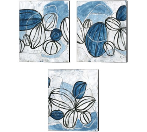 Blue Lanterns 3 Piece Canvas Print Set by June Erica Vess