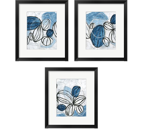 Blue Lanterns 3 Piece Framed Art Print Set by June Erica Vess