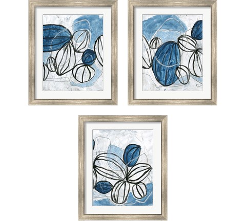 Blue Lanterns 3 Piece Framed Art Print Set by June Erica Vess