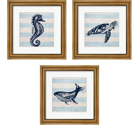 Surf Side Stripe 3 Piece Framed Art Print Set by Patricia Pinto