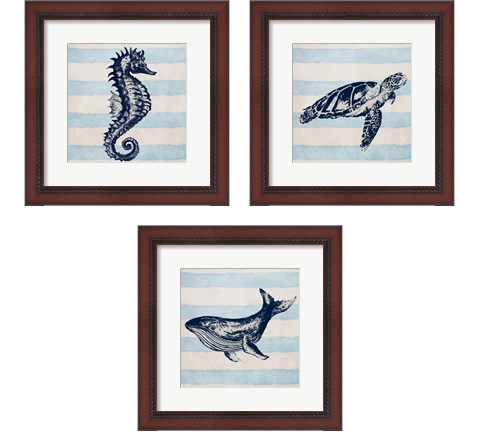 Surf Side Stripe 3 Piece Framed Art Print Set by Patricia Pinto
