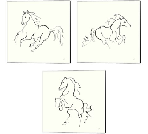 Line Horse 3 Piece Canvas Print Set by Chris Paschke