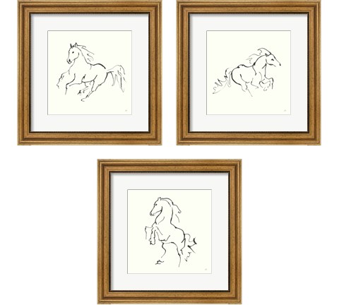 Line Horse 3 Piece Framed Art Print Set by Chris Paschke