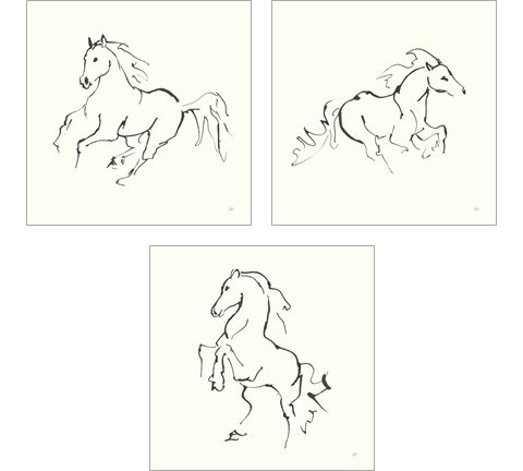 Line Horse 3 Piece Art Print Set by Chris Paschke