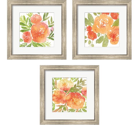 Peachy Floral 3 Piece Framed Art Print Set by Bluebird Barn