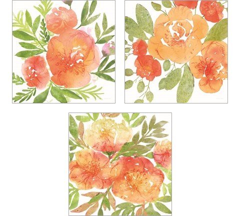 Peachy Floral 3 Piece Art Print Set by Bluebird Barn
