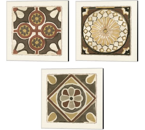 Moroccan Tile Pattern 3 Piece Canvas Print Set by Stellar Design Studio